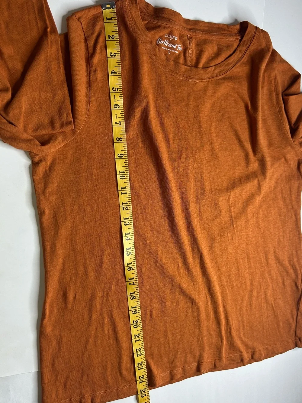 J. Crew Girlfriend Tee Long Sleeve Crewneck Top Autumncore Sz L Preppy Earthy